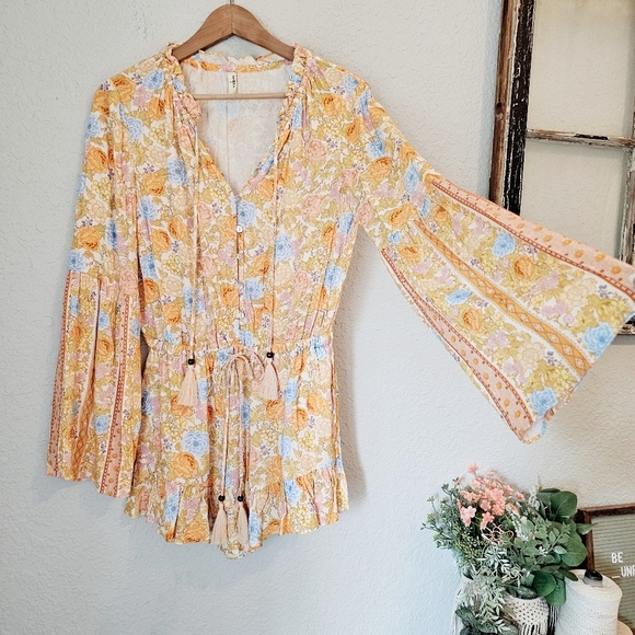 Spell Enchanted Wood Romper Playsuit Dandelion Yellow Floral Small NWOT - Picture 7 of 16